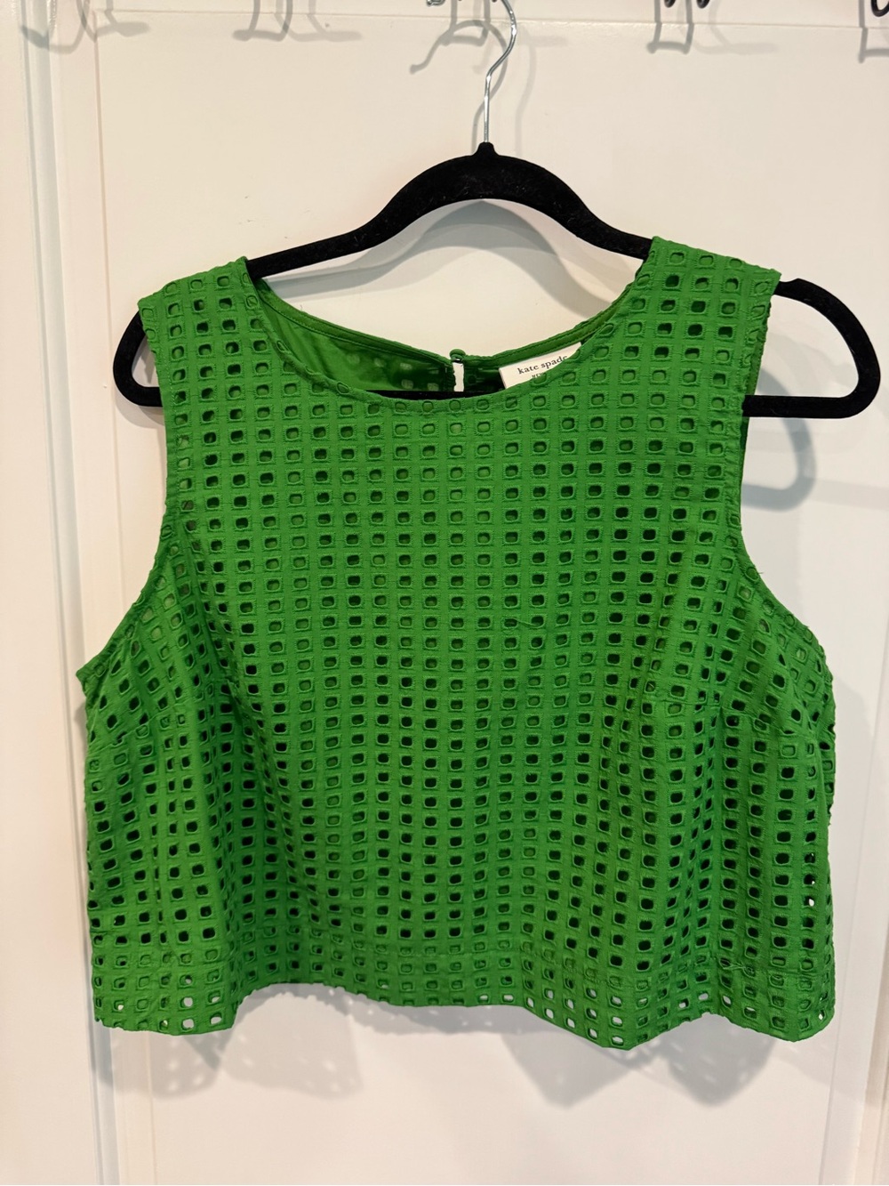 Kate Spade Limited Edition Fully Lined Green Eyelet Matching Vest & Skirt - Picture 3 of 14